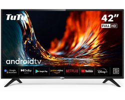 TuTu Android Smart TV - LED Full HD - 42 inch/108 cm - Frameless Design - Tripple Tuner DVB-T/T2/S/S2/C - HDMI x2, USB x2, CI+ - Voice Controle & Streaming apps - Geassembleerd in Eindhoven - TUS42FD1A