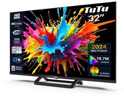 TuTu LED TV | 32 Inch/81 cm | HD Ready | Triple Tuner (DVB-T/T2-C-S/S2) | HDMI, USB, Media Player CI/CI+ | Hotel Mode | Frameless design | TUB32HN1NC