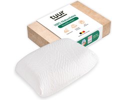 Tuur® Ergonomisch Hoofdkussen 40x60 - 100% Natuurlatex Anti-Allergisch - Nek en Rugondersteuning met Biokatoen en Viscose Hoes - Ademend en Duurzaam Slaapcomfort