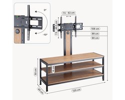 TV-beugel Stockholm met TV meubel 120x40x90/99/108 cm zwart en eikenkleurig pro.tec