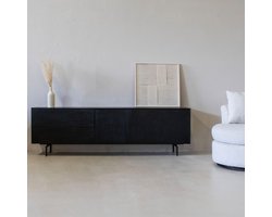Tv-Dressoir Zwart - Mangohout - 200cm - Tv-dressoir Cas - Giga Meubel