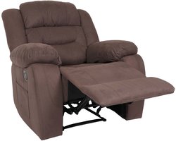 TV-fauteuil MCW-J57, XXL relaxfauteuil TV-fauteuil met nosag-vering suède look stof/textiel tot 200kg ~ bruin
