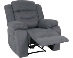 TV-fauteuil MCW-J57, XXL relaxfauteuil TV-fauteuil met nosag-vering suède look stof/textiel tot 200kg ~ grijs blauw