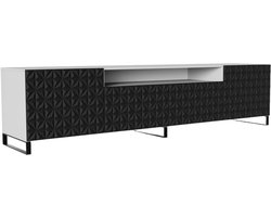 TV-kast Cali III, woonwand, lowboard, tv-standaard, woonwand, woonkamer, tv-board, woonkamermeubels, televisie, highboard, TV-kast, tv-lowboard, 200 cm, 3 deuren, wit, zwart