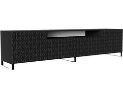 TV-kast Cali III, woonwand, lowboard, tv-standaard, woonwand, woonkamer, tv-board, woonkamermeubels, televisie, highboard, TV-kast, tv-lowboard, 200 cm, 3 deuren, zwart