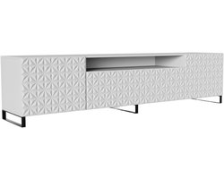 TV-kast Cali III, woonwand, lowboard, tv-standaard, woonwand, woonkamer, tv-meubel, woonkamermeubels, televisie, highboard, TV-kast, tv-lowboard, 200 cm, 3 deuren, wit