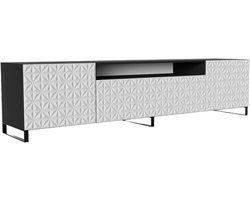 TV-kast Cali III, woonwand, lowboard, tv-standaard, woonwand, woonkamer, tv-meubel, woonkamermeubels, televisie, highboard, TV-kast, tv-lowboard, 200 cm, 3 deuren, zwart, wit