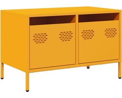 TV Kast - Dressoir Opbergkast - Woonkamer Inrichting - Koudgewalst Staal - 68x39x43.5 cm - Okergeel