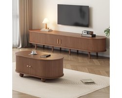 Tv-kast en salontafel - Meubelset - Woonkamer organiseren - Moderne minimalistische stijl - 175 cm breed - Walnoot