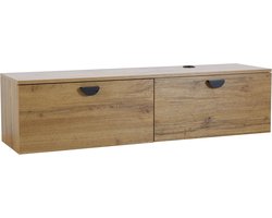 Tv-kast Hangend - Wandmeubel Media - Opbergen Woonkamer - Industrieel Design - 120 cm Breed - Licht Hout