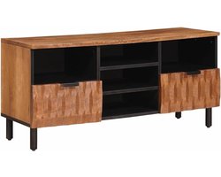 TV Kast Hout - Mediameubel Opbergkast - Woonkamer Entertainment - Massief Mangohout Design - 100 x 33.5 x 46 cm