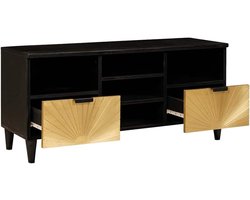 TV-kast hout - Mediameubel opbergkast - Woonkamer organiseren - Modern zwart goud design - 100x33x46 cm - Zwart goud