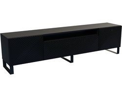 TV-kast Kaja III, woonwand, lowboard, tv-standaard, woonwand, woonkamer, tv-meubel, woonkamermeubels, televisie, highboard, TV-kast, tv-lowboard, 200 cm, 3 deuren, zwart