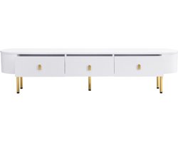 TV-kast Lowboard TV-Meubel met Laden Gouden Handvatten en Poten Gebogen Hoeken