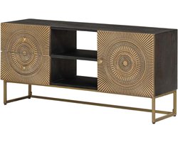 TV-kast Mangohout - Dressoir Media Meubel - Woonkamer Opbergen - Massief Hout Messing - 105 x 30 x 50 cm