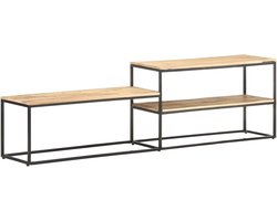 TV-kast Mangohout - TV-dressoir Lowboard - Woonkamer Opbergen - Robuust Industrieel Design - 180 x 50 cm - Natuurlijk Hout