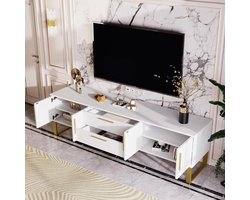 TV-kast - Mediabox opberger - Woonkamer inrichten - Hoogglans design - 170x40x535 cm - Wit met goud
