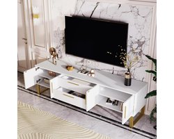 TV-kast - Mediabox opberger - Woonkamer inrichten - Hoogglans design - 170x40x535 cm - Wit met goud