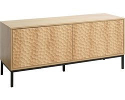 TV-kast - Mediabureau Dressoir - Woonkamer Opbergen - Push-up Deuropening - 120 cm Breed - Licht Hout