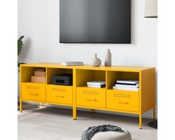 Tv-kast - Mediameubel - Woonkamer Inrichten - Industriële Stijl - 68 cm Breed - Mosterdgeel