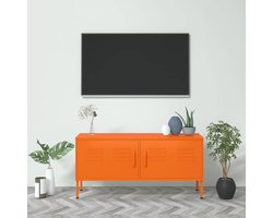 Tv-kast Met Deuren - Tv-meubel Kantoorkast - Woonkamer Opbergen - Stalen Constructie - 105 x 35 x 50 cm - Oranje