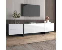 Tv-kast met lades - Moderne televisietafel - Woonkamer opbergen - Hoogglans design - 190 cm breed - Wit