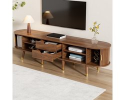 Tv-kast met schuifdeuren - tv-meubel 175x38x45cm - tv-standaard - lage tv-kast - tv-beugel - walnotekleur
