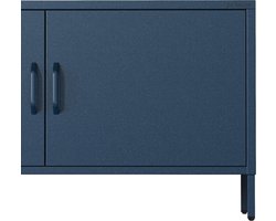 TV-kast Metalen Medahomestore “SparkleBlue” – Moderne Glanzende Donkerblauwe TV-meubel met Deuren en Opbergruimte – Industriële Woonkamer- en Slaapkamerkast – 115 x 59,5 x 40 cm – Sterk, Vloer- en Wandmontage