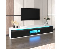 Tv-Kast – Tv-Meubel – Media Meubel – Wandmeubel – Hoogglans Zwart-Wit – Ledverlichting Met 16 Kleuren – Wandmontage