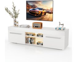 TV-kast – Tv-meubel – Mediameubel – Tv-dressoir – Entertainmentmeubel – Modern Wit Hoogglans – LED Sfeerverlichting – Ruime Opbergruimte – 130 cm – USB-aansluiting