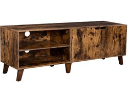 TV-kast TV-meubel Opbergkast Vitrinekast Dressoir Geschikt voor tv's tot 60 inch Met verstelbare planken 2 houten deuren en 2 open vakken met kabeldoorvoer Geschikt voor woonkamer en slaapkamer 140 x 40 x 50 cm Bruin