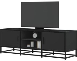 Tv-kast van hout met metalen frame en industrieel design, tv-meubel met onderhoudsvriendelijk oppervlak, tv-kast met stabiele bovenplaat voor televisie, tv-meubels