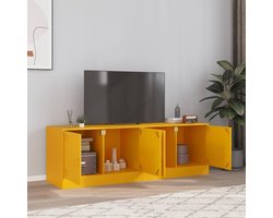 Tv-kasten - Televisie meubels - Opbergen Media - Koudgewalst staal - 67 x 39 x 44 cm - Mosterdgeel