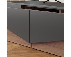 Tv-lowboard Urbanhome Loft 200 cm – Industrieel design tv-meubel met 2 grote laden, modern tv-rek in bruin-zwart van MDF, woonkamer tv-onderkast, ruime legplank voor televisies en entertainmentaccessoires, 200 × 40 × 30,5 cm