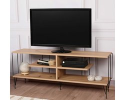 TV-meubel | 100% Melamine Gecoat | 18mm Dikte | Metalen Poten | Eik - Emob - Woonkamerkasten - Bruin - Melamine - Woonkamerkasten - Op voorraad