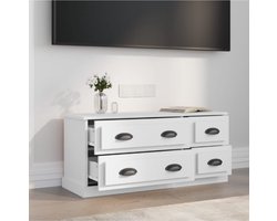 Tv-meubel 100x35,5x45 cm bewerkt hout wit