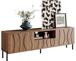 TV-Meubel - 160x35x46 cm - 3 Deuren met Opbergruimte - Hout - Naturel