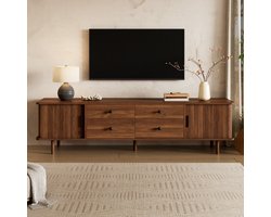 TV-meubel 165 cm - 4 laden - 2 schuifdeuren - Grote opbergruimte - MDF - Ronde hoeken