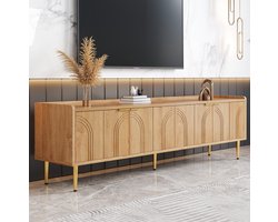 TV-meubel 170 x 35 x 47,5 cm met kabeldoorvoer, MDF, naturel met gouden poten