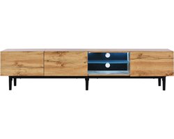 TV Meubel - 175 cm Met 3 Deuren En Smart Led-Verlichting - Licht Eiken