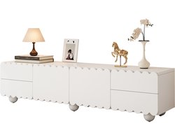 TV-Meubel- 175 x 38 x 37 cm - Modern, TV-Standaard, TV-Paneel, Laag TV-Meubel - Uniek Ontwerp - MDF - Wit