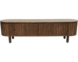 Tv-meubel 175cm - Mangohout & Travertin - 175x40x50 cm - Tv-meubel Myra - Giga Meubel