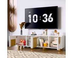 Tv meubel 175x38x50 cm - met vier deuren - tv-beugel - tv-paneel - dressoir - vintage houtnerf