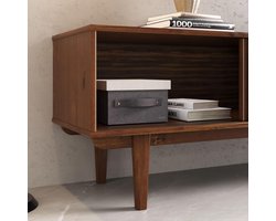 TV meubel 175x52x41 cm – Massief hout lowboard kastanje met 2 schuifdeuren & 2 laden – TV kast voor 75 inch Mid-Century design – Urbanhome