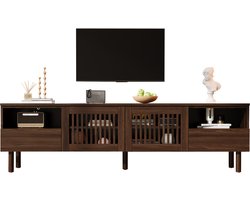 Tv Meubel 180 cm - Tv Kast Walnoot - Lowboard Met Gaasdeuren - Tv Dressoir Met Lades - 180x40x51 cm - Kabelmanagement - Woonkamer Walnoot