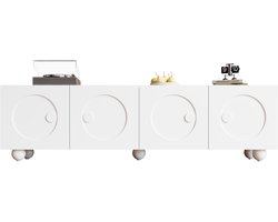 TV-Meubel- 180,5 x 38 x 50 cm - Modern, TV-Standaard, TV-Paneel, Laag TV-Meubel - Uniek Ontwerp - MDF - Wit