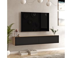 Tv-meubel 180cm Eiken en Zwart - Modern en Ruimtebesparend