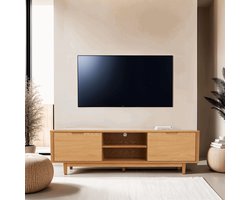 Tv-meubel 180cm - Naturel Eiken Fineer - Scandinavische Stijl - 180x45x52cm - Kast Nyborg Naturel - Giga Meubel