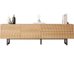 TV-meubel - 180x38x51.5 cm - 3D-Textuur en Uniek - Modern en Strak Design - Hout - Wit