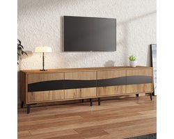 TV-Meubel - 180x40x50 cm - TV-Kast Met 4 Kasten Symmetrisch Design - 8 Steunpootjes - Hout - Hout/Zwart